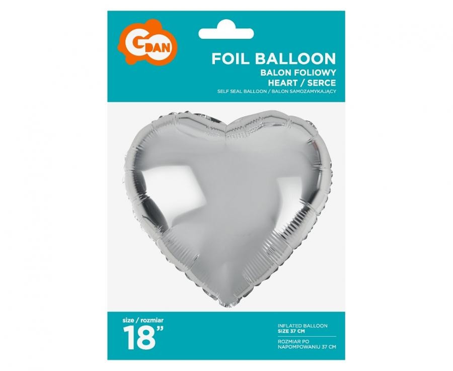 Balon foliowy Serce srebrne 18" FG-S36SR GoDan